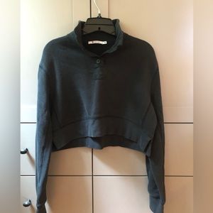 T By Alexander Wang Cropped Black Sweatshirt Top small S